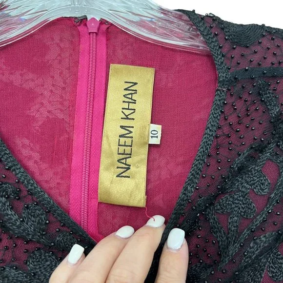 Naeem Khan women's lace beaded long sleeve top size 10 - Picture 4 of 5